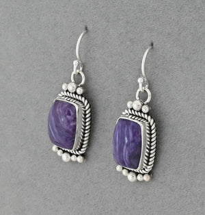 Earrings with Charoite by Artie Yellowhorse