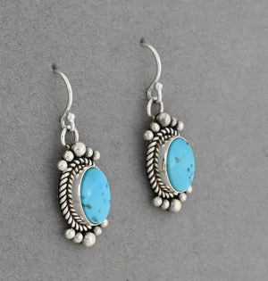 Earrings with Candelaria Turquoise by Artie Yellowhorse