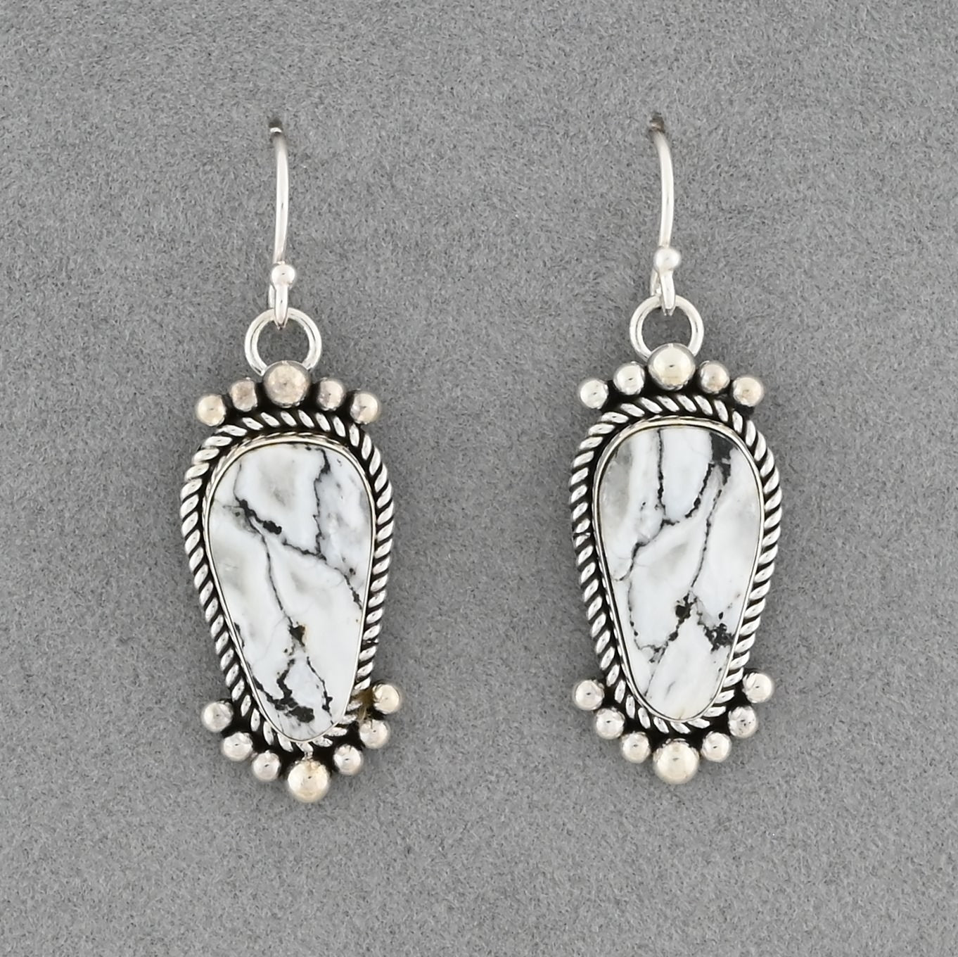 Earrings with White Buffalo by Artie Yellowhorse
