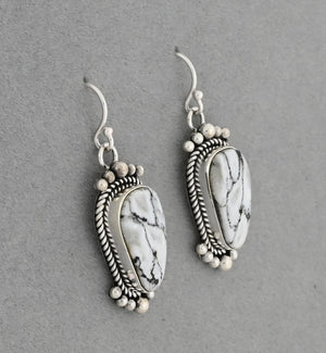Earrings with White Buffalo by Artie Yellowhorse