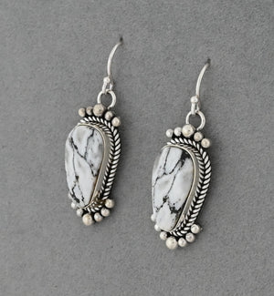 Earrings with White Buffalo by Artie Yellowhorse
