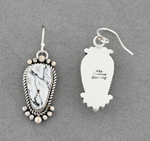 Earrings with White Buffalo by Artie Yellowhorse