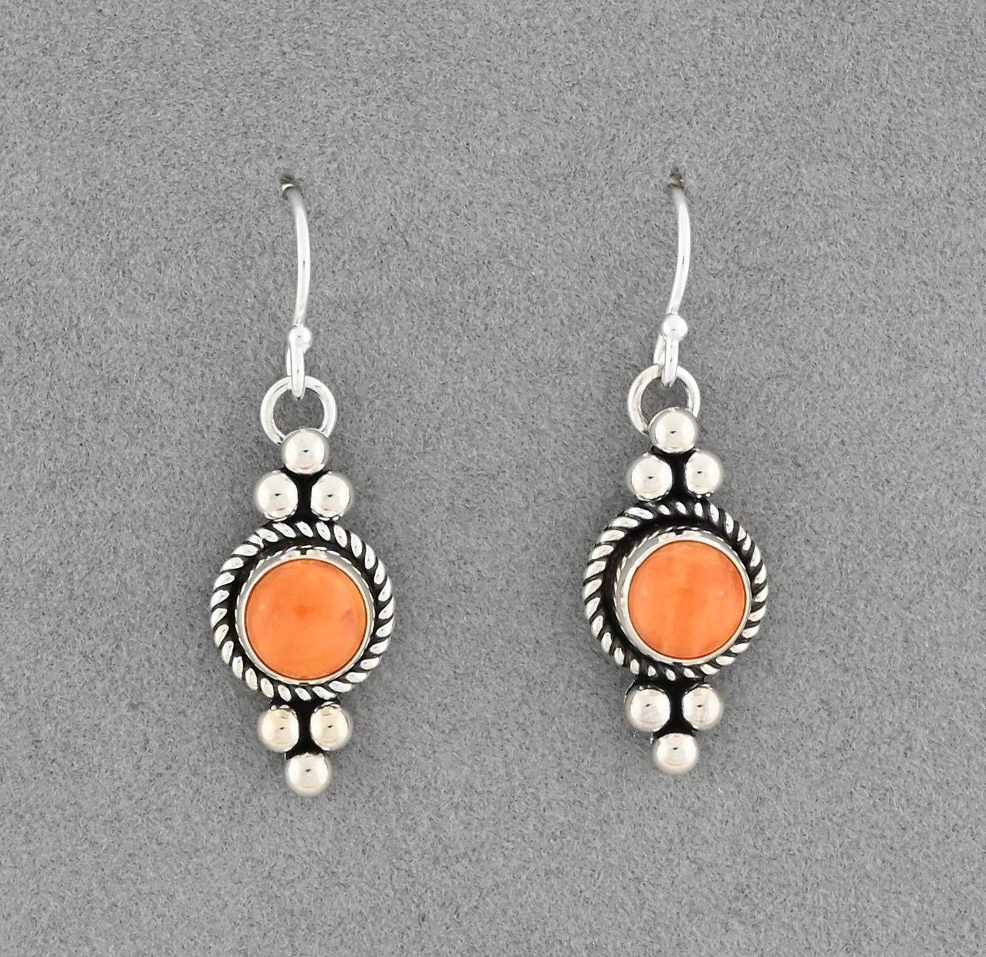 Earrings with Orange Spiny Oyster by Artie Yellowhorse