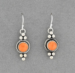 Earrings with Orange Spiny Oyster by Artie Yellowhorse