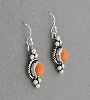 Earrings with Orange Spiny Oyster by Artie Yellowhorse