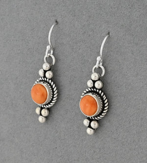 Earrings with Orange Spiny Oyster by Artie Yellowhorse