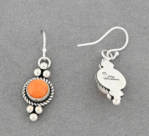 Earrings with Orange Spiny Oyster by Artie Yellowhorse