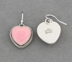 Earrings with Pink Conch Shell Hearts by Artie Yellowhorse
