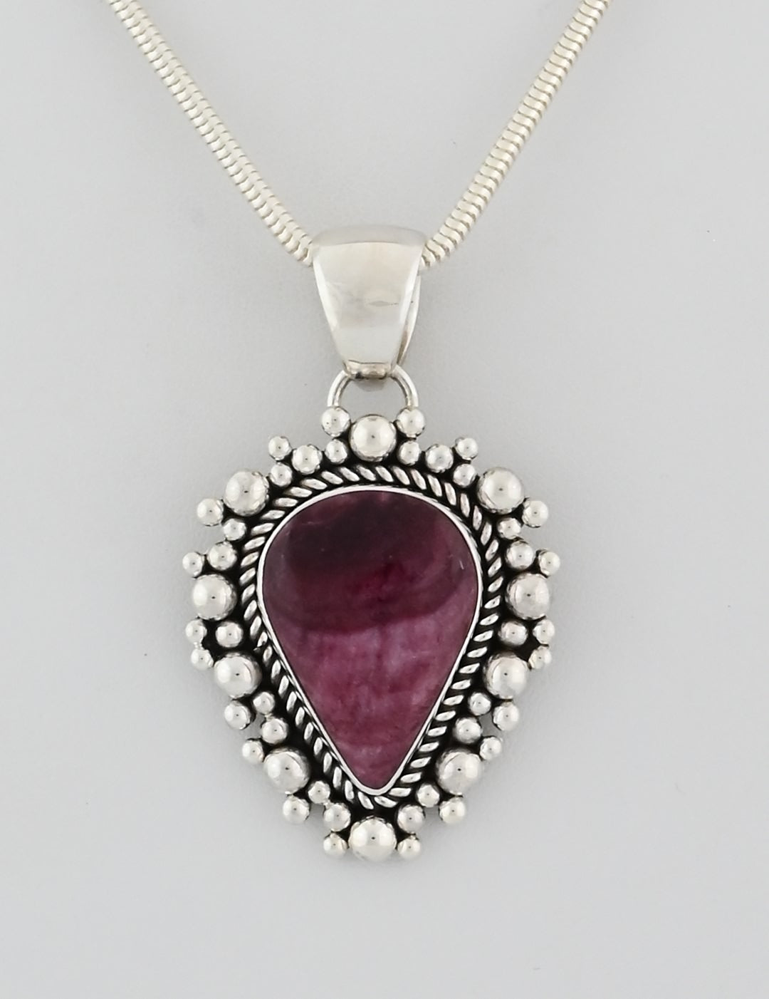 Pendant with Purple Spiny Oyster by Artie Yellowhorse