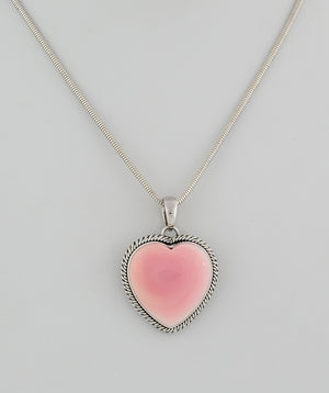 Pendant with Pink Conch Shell Heart by Artie Yellowhorse