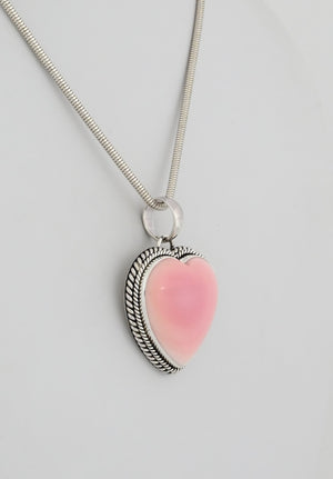 Pendant with Pink Conch Shell Heart by Artie Yellowhorse