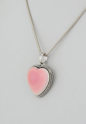 Pendant with Pink Conch Shell Heart by Artie Yellowhorse