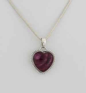 Pendant with Purple Spiny Oyster Heart by Artie Yellowhorse