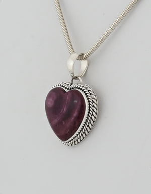 Pendant with Purple Spiny Oyster Heart by Artie Yellowhorse
