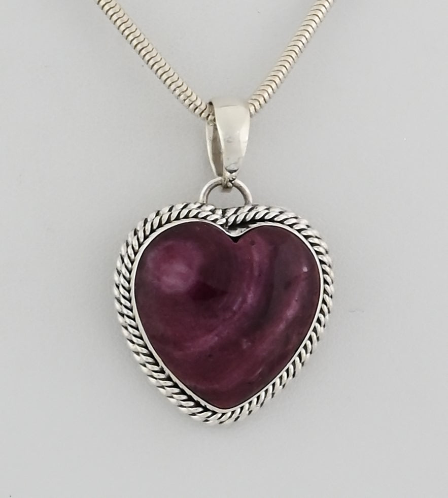 Pendant with Purple Spiny Oyster Heart by Artie Yellowhorse
