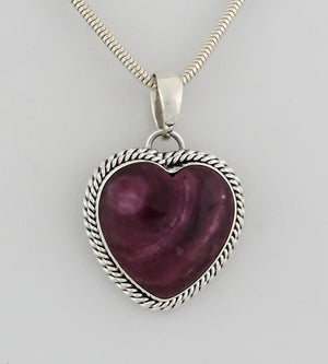 Pendant with Purple Spiny Oyster Heart by Artie Yellowhorse