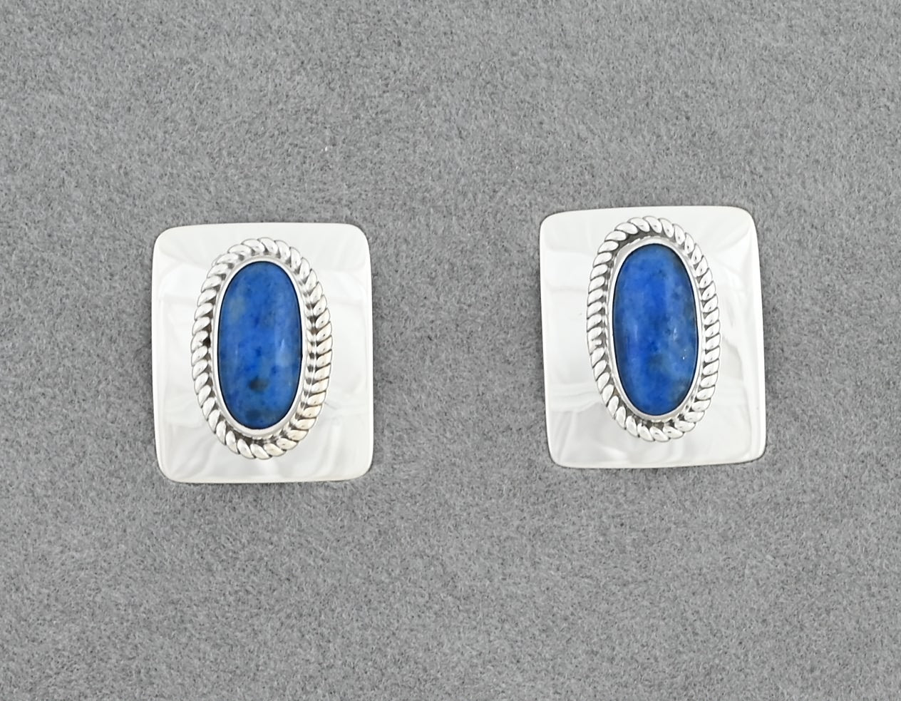 Earrings with Denim Lapis by Artie Yellowhorse