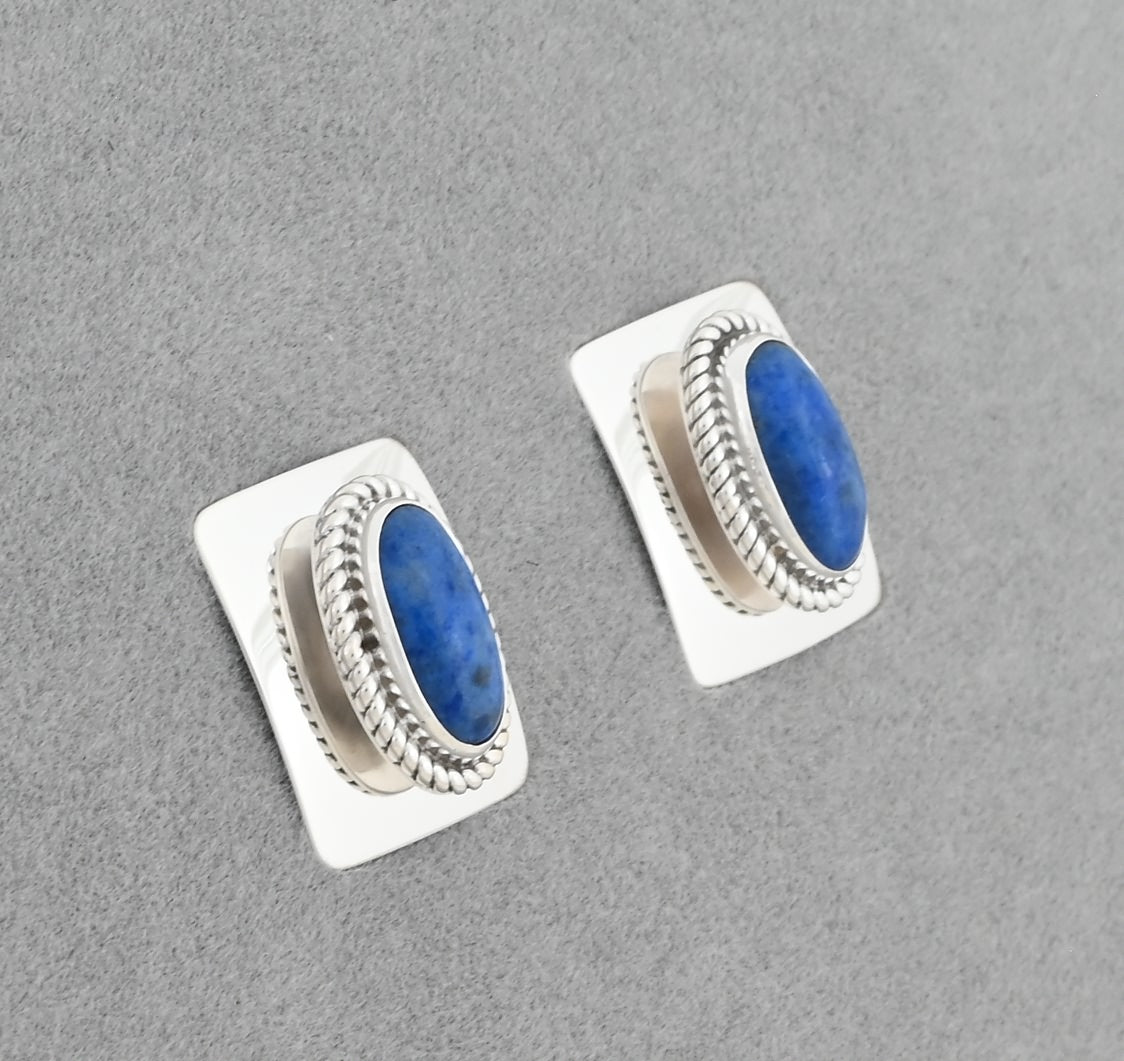 Earrings with Denim Lapis by Artie Yellowhorse