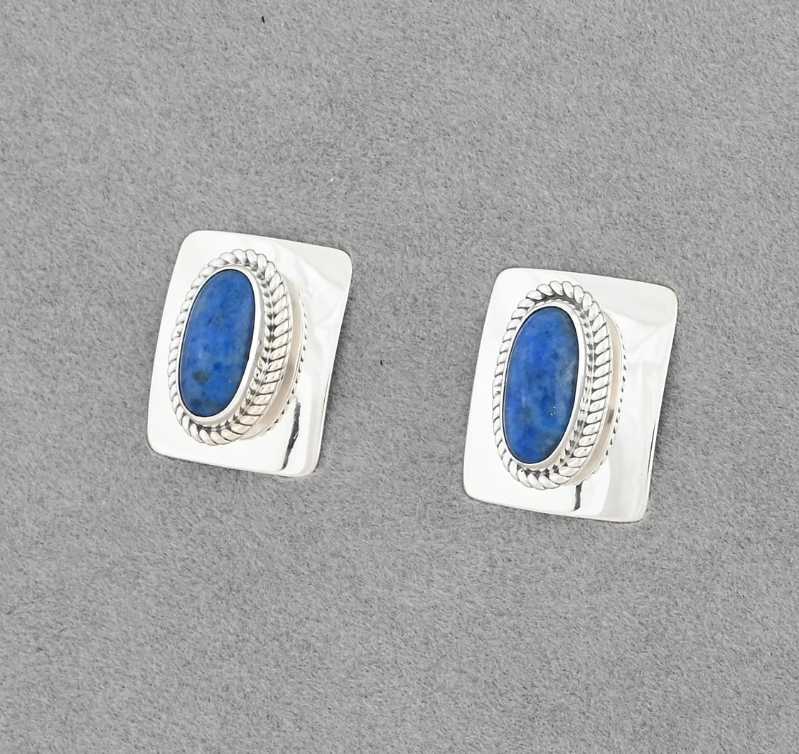 Earrings with Denim Lapis by Artie Yellowhorse