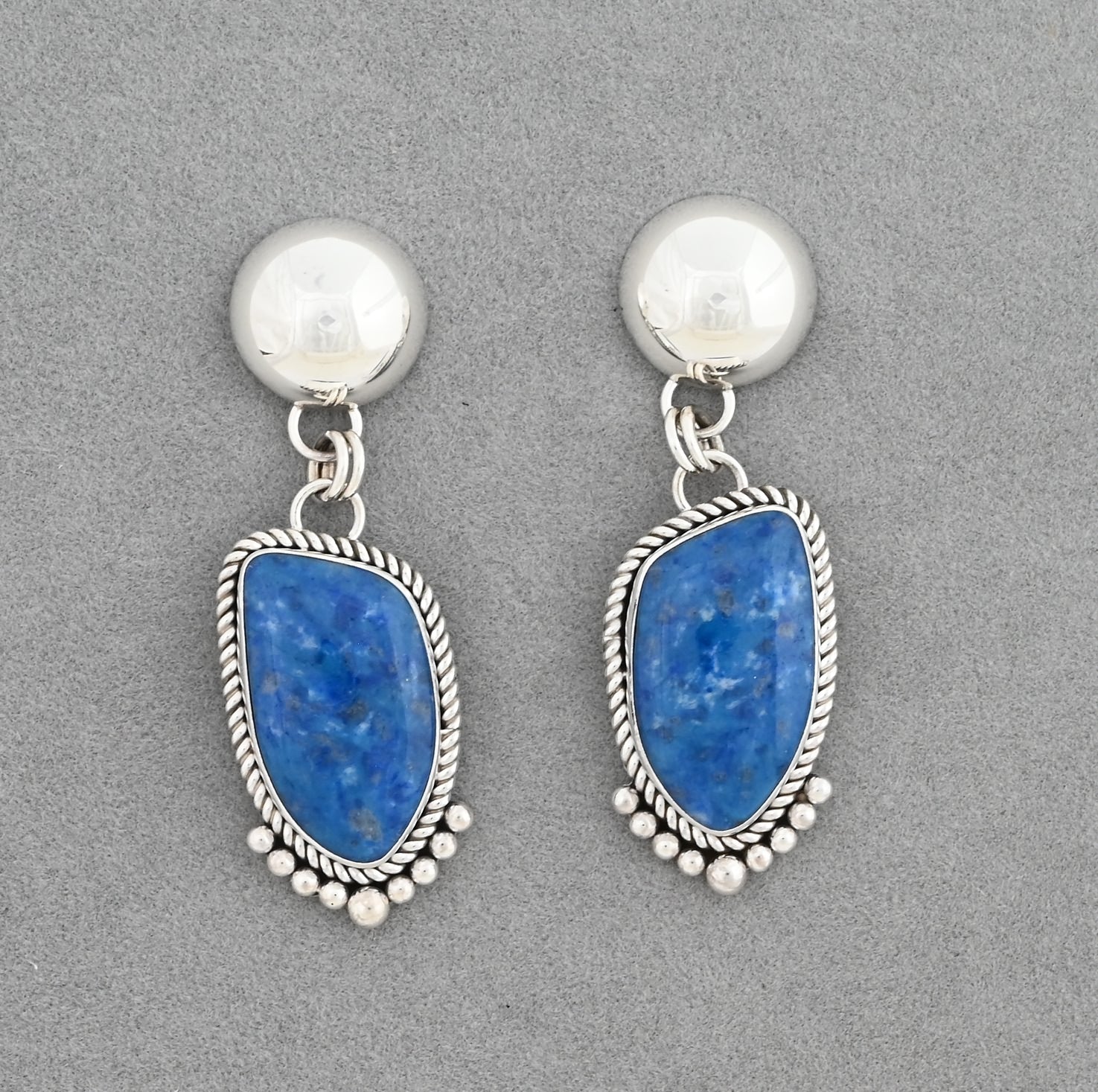 Earrings with Denim Lapis by Artie Yellowhorse