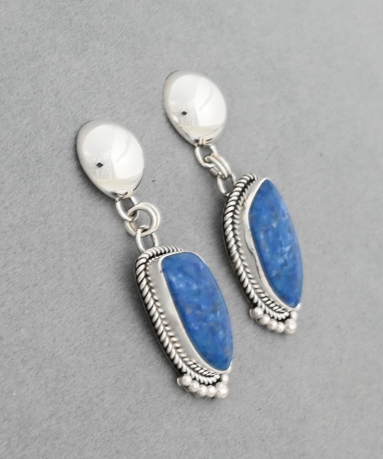 Earrings with Denim Lapis by Artie Yellowhorse