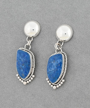 Earrings with Denim Lapis by Artie Yellowhorse