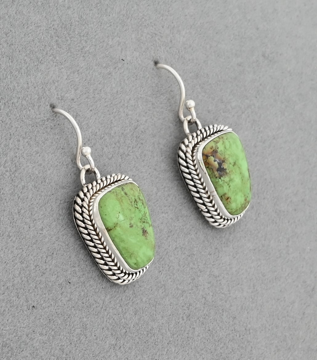 Earrings with Gaspeite by Artie Yellowhorse