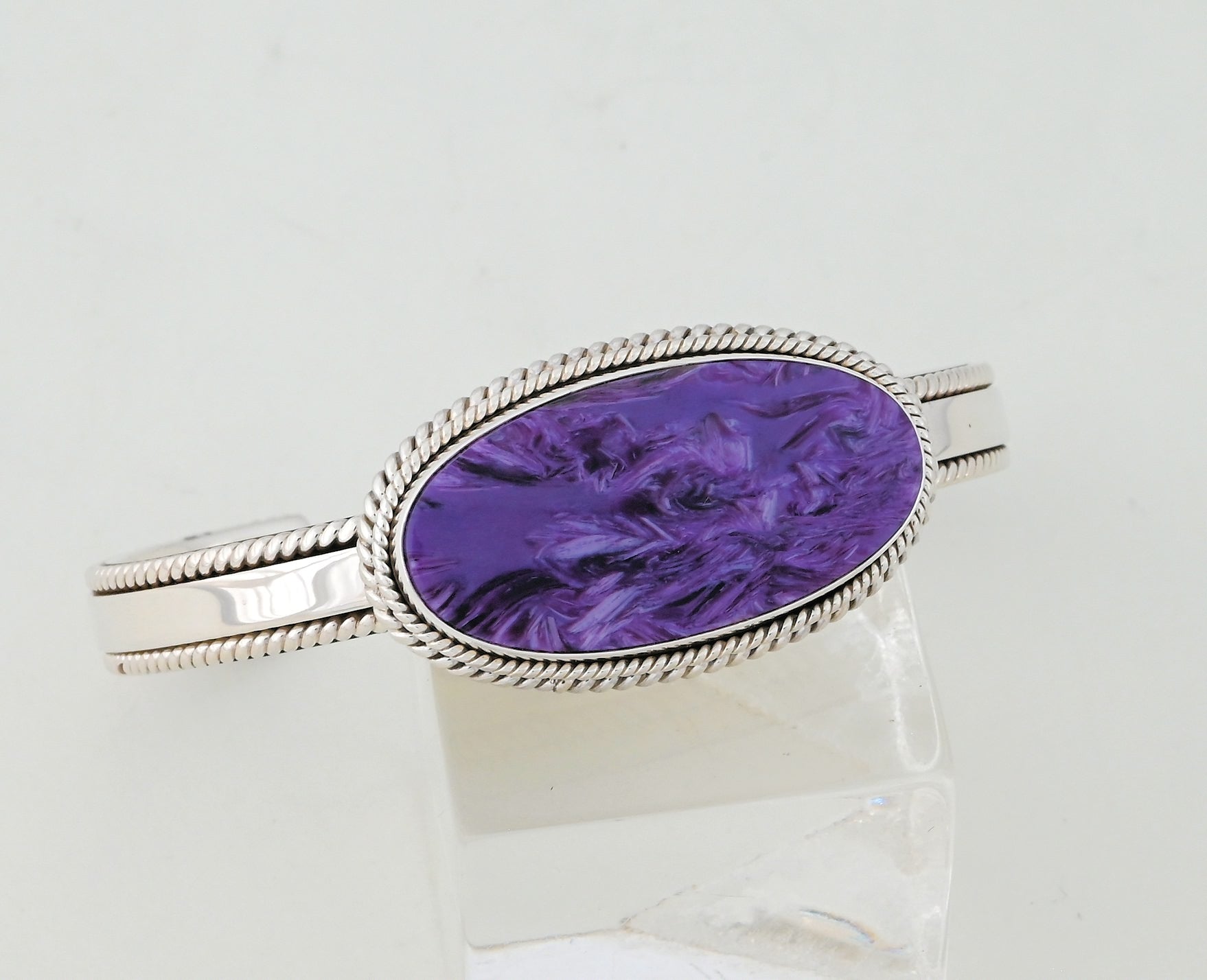 Silver Charoite Oval Cuff
