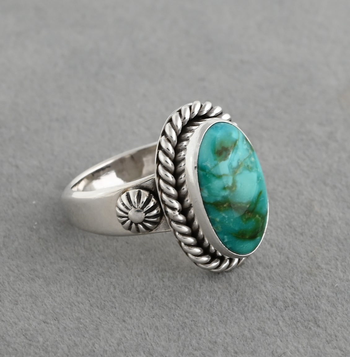 Ring with Sonoran Turquoise by Artie Yellowhorse