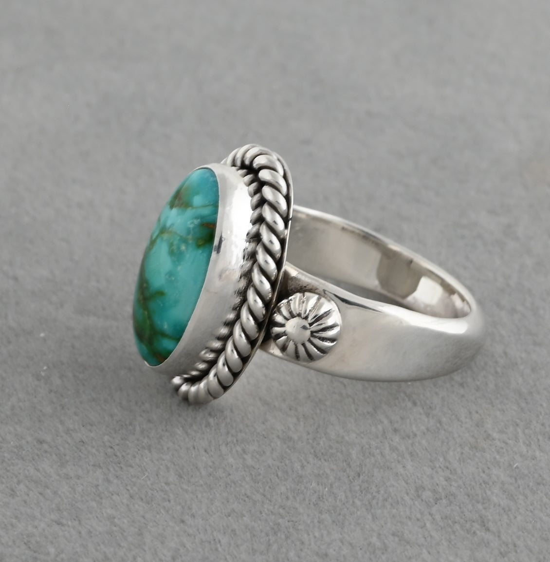 Ring with Sonoran Turquoise by Artie Yellowhorse