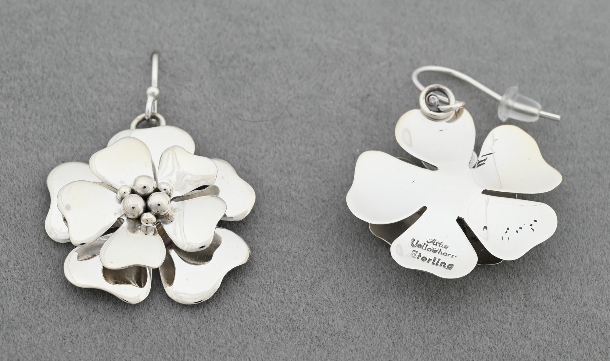 Earrings with Dogwood Flowers by Artie Yellowhorse