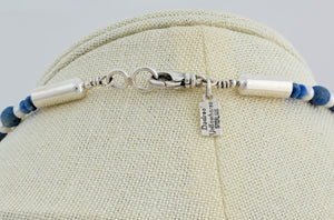 Necklace with Denim Lapis and Pearl Beads by Desriee Yellowhorse