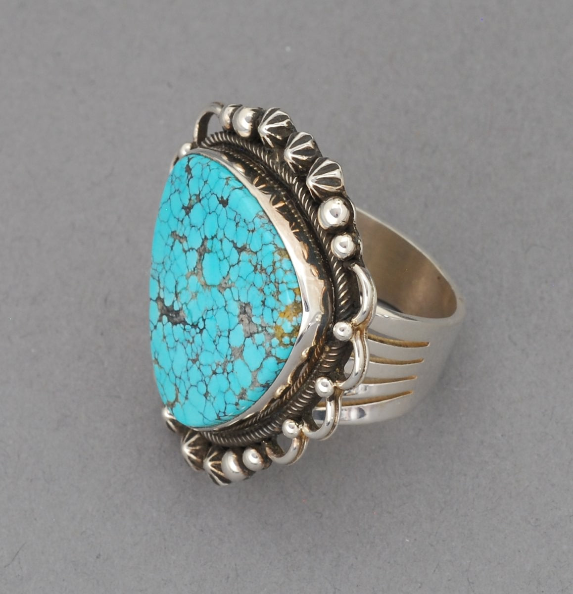 Classic Navajo Ring with large #8 Turquoise