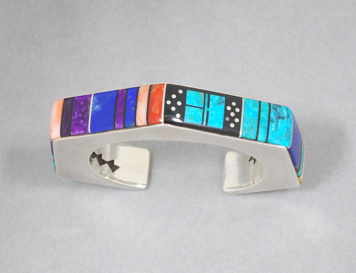 Geometric Cuff Bracelet with Inlay by Jimmy Harrison