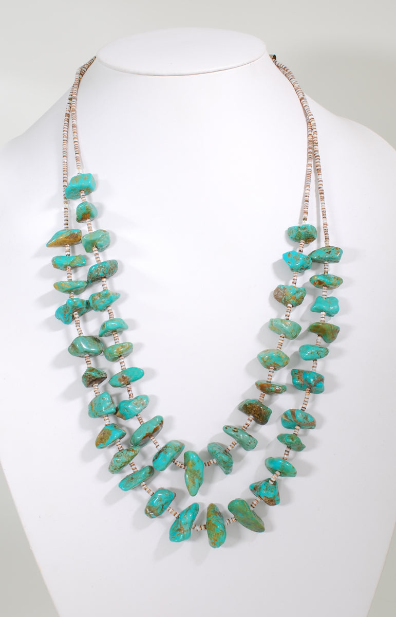 Two-Strand Turquoise Nugget Necklace