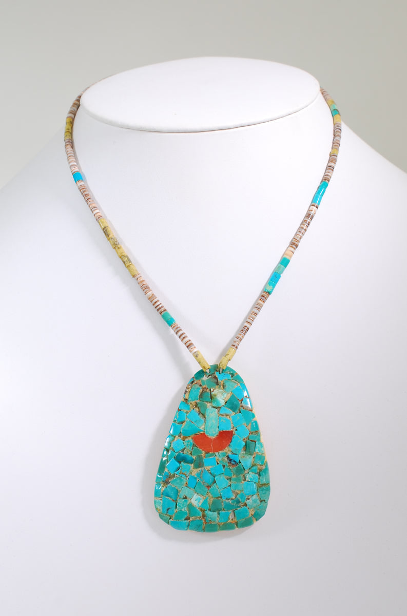 Heishi newest Turquoise Necklace w/Pendant