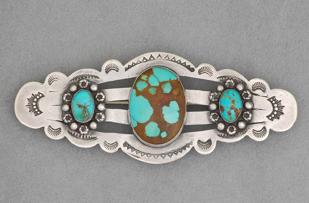 Vintage Navajo Pin Navajo with Bisbee Turquoise