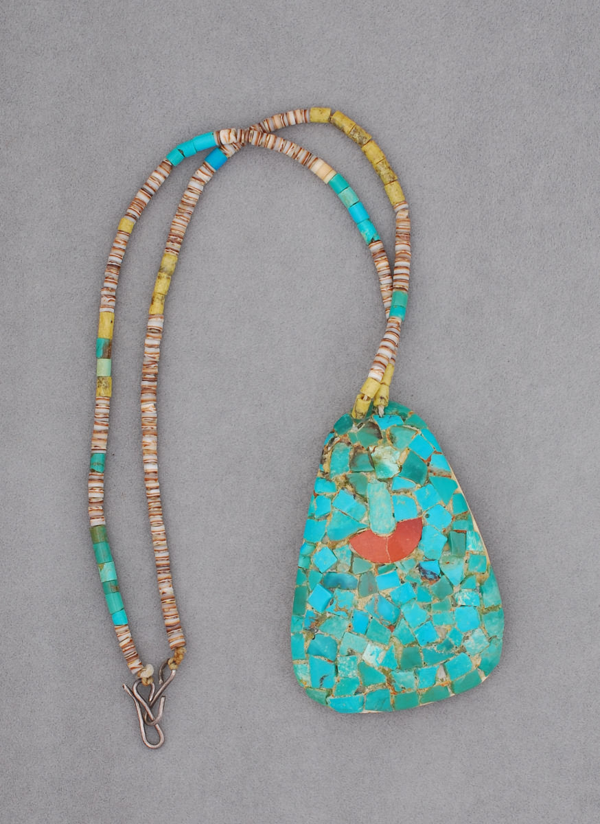 Mosaic Turquoise on Shell, with Heishi Necklace