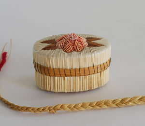 Quill Box with Pink Flower and Tufting by unknown artist
