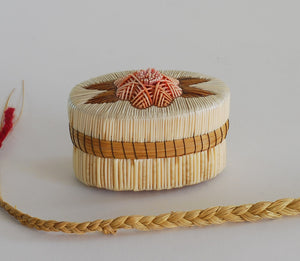 Quill Box with Pink Flower and Tufting by unknown artist