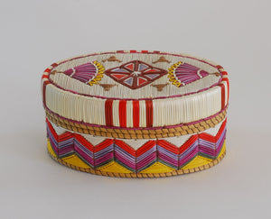 Quill Box with "Diamond" Center and Fan Accents by Marina Recollet
