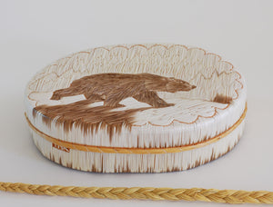 Quill Box with Walking Bear by Yvonne Walker Keshick