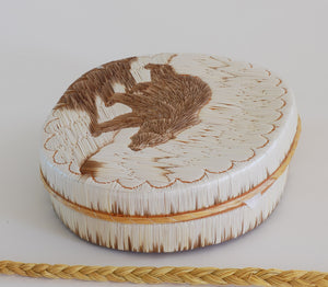 Quill Box with Walking Bear by Yvonne Walker Keshick