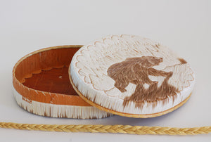Quill Box with Walking Bear by Yvonne Walker Keshick
