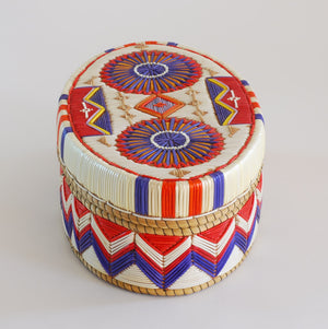 Quill Box with Purple and Red Rosettes by Marina Recollet