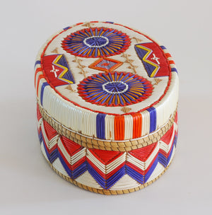 Quill Box with Purple and Red Rosettes by Marina Recollet