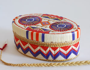 Quill Box with Purple and Red Rosettes by Marina Recollet