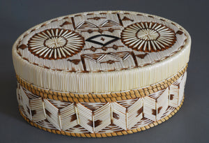 Quill Box with Rosettes and Geometrics in Natural Colors by Marina Recollet