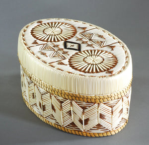 Quill Box with Rosettes and Geometrics in Natural Colors by Marina Recollet