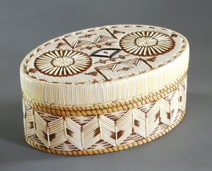 Quill Box with Rosettes and Geometrics in Natural Colors by Marina Recollet
